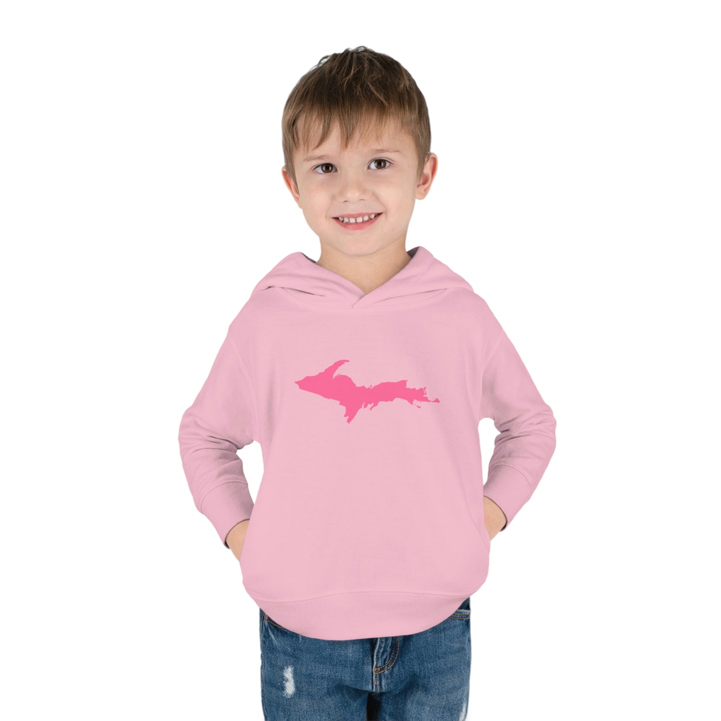 Michigan Upper Peninsula Hoodie (w/ Pink UP Outline) | Unisex Toddler