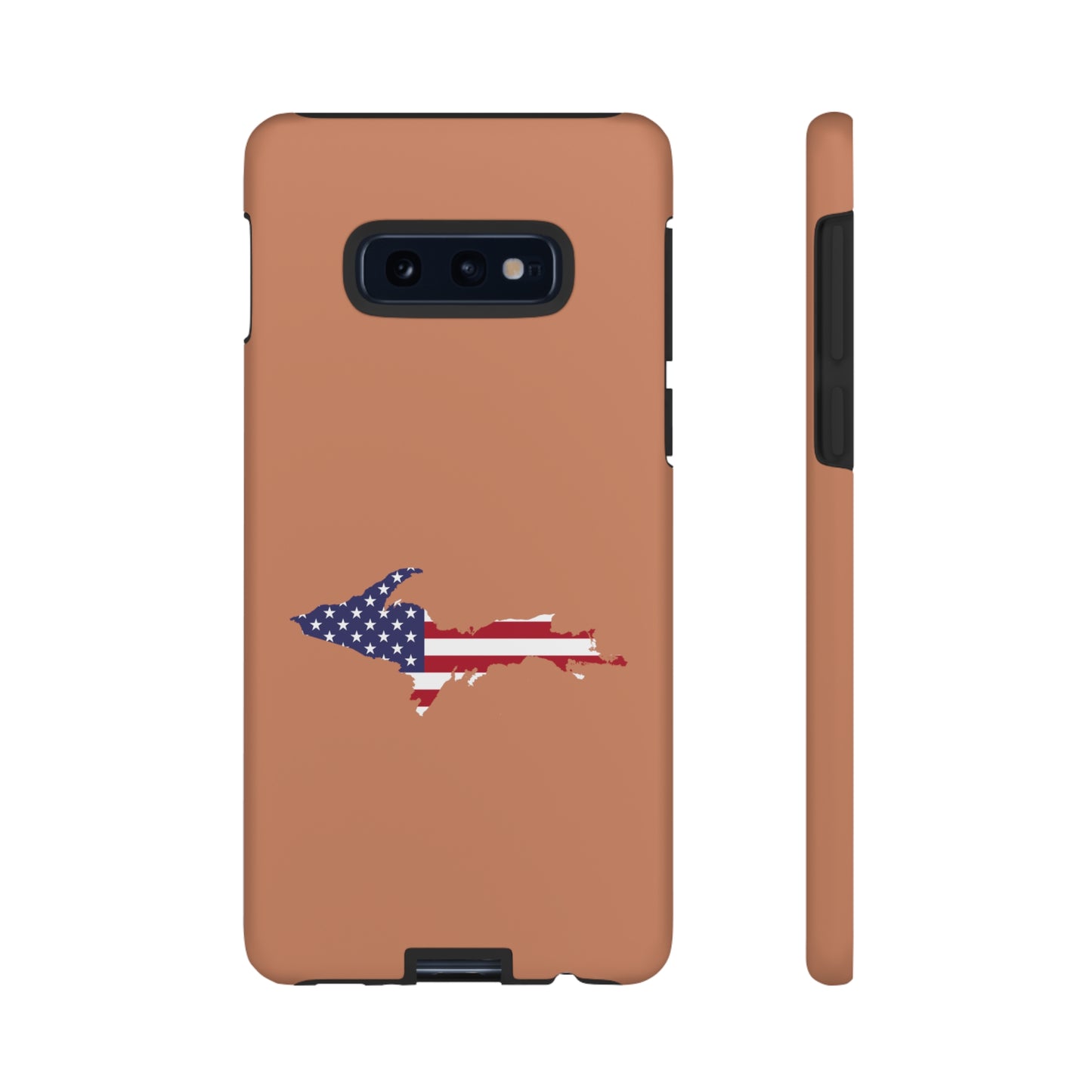 Michigan Upper Peninsula Tough Phone Case (Copper Color w/ UP USA Flag Outline) | Samsung & Pixel Android