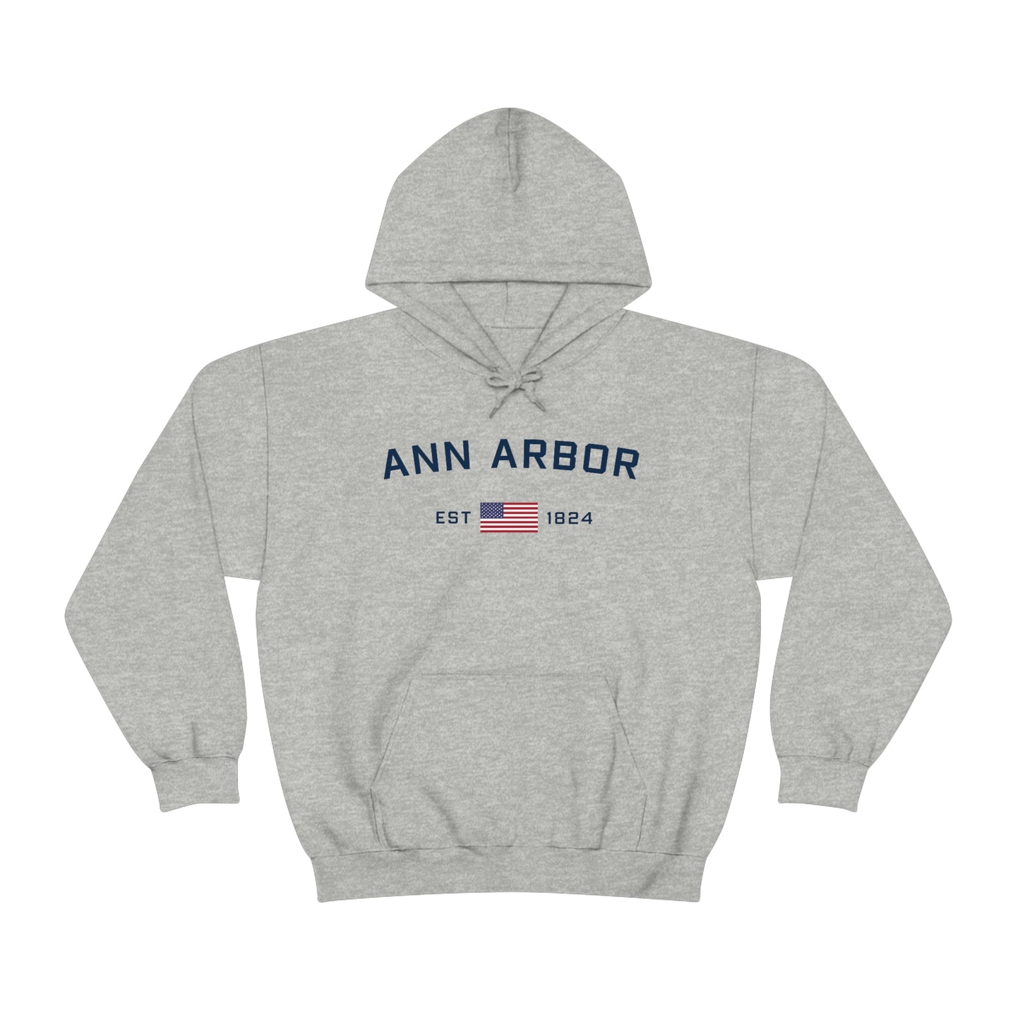 'Ann Arbor EST 1823' Hoodie (w/USA Flag Outline) | Unisex Standard