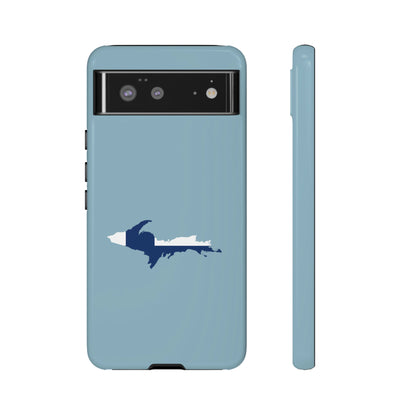 Michigan Upper Peninsula Tough Phone Case (Opal Blue w/ UP Finland Flag Outline) | Samsung & Pixel Android