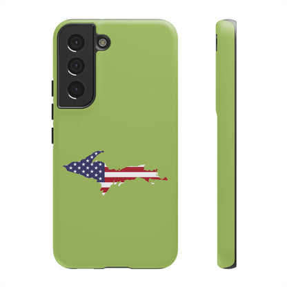 Michigan Upper Peninsula Tough Phone Case (Gooseberry Green w/ UP USA Flag Outline) | Samsung & Pixel Android