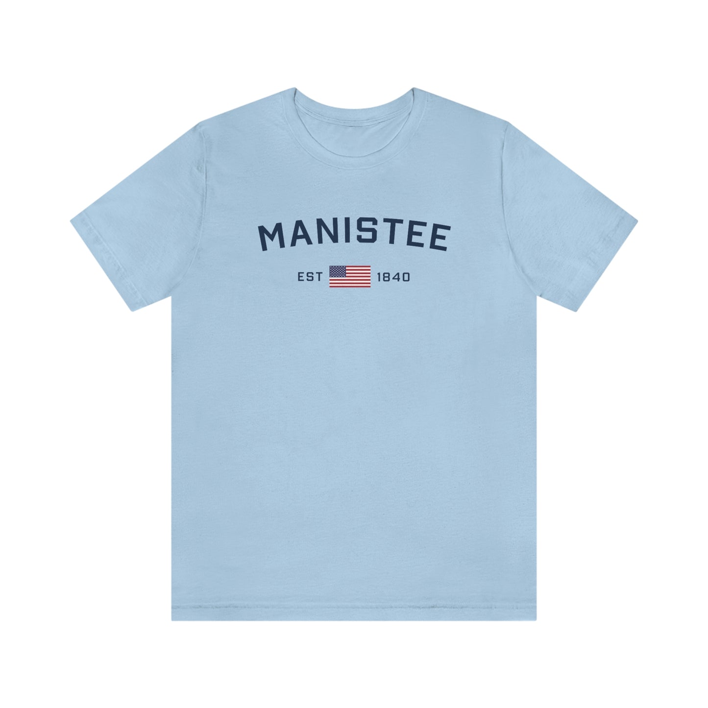 'Manistee EST 1840' T-Shirt (w/USA Flag Outline) | Unisex Standard Fit