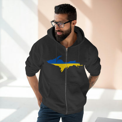 Michigan Upper Peninsula Full-Zip Hoodie (w/ UP Ukraine Flag Outline)