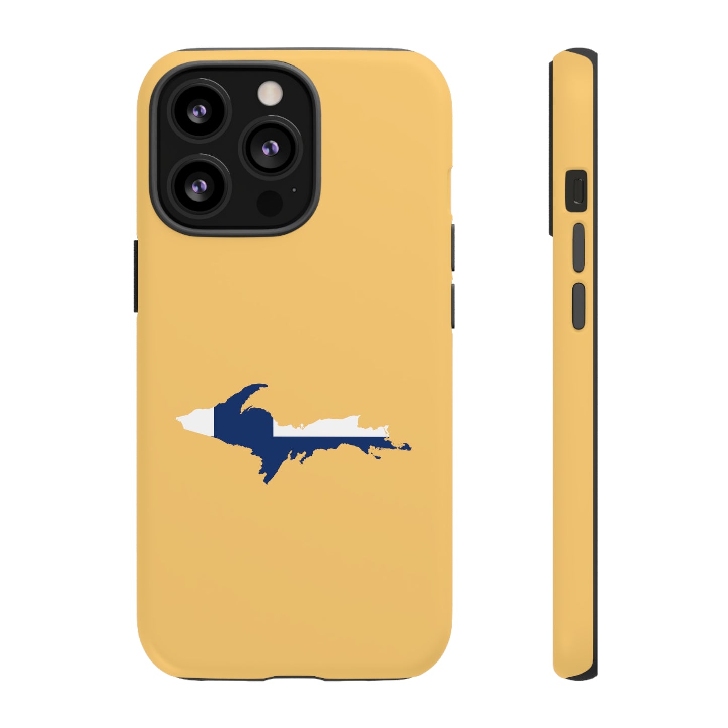 Michigan Upper Peninsula Tough Phone Case (Citrine w/ UP Finland Flag Outline) | Apple iPhone