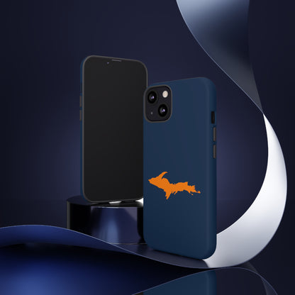 Michigan Upper Peninsula Tough Phone Case (Navy w/ Orange UP Outline) | Apple iPhone