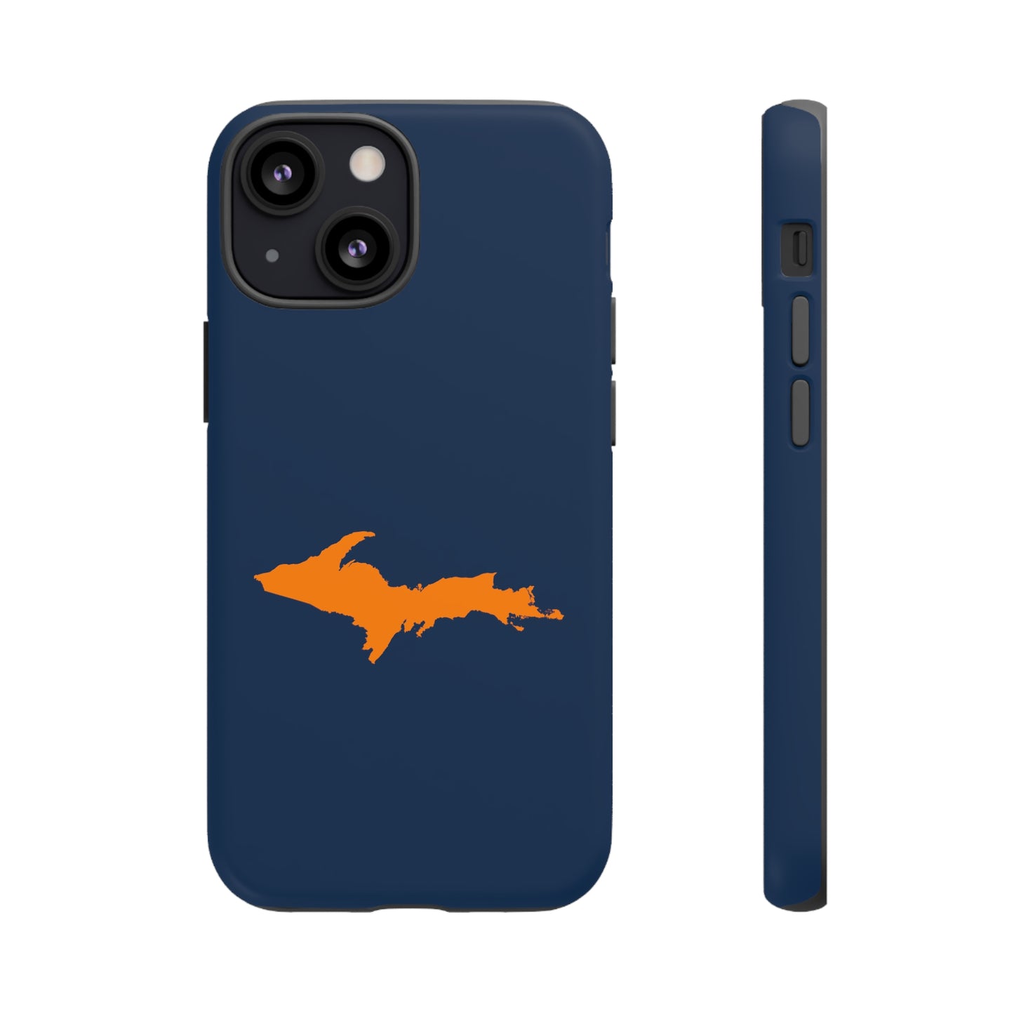 Michigan Upper Peninsula Tough Phone Case (Navy w/ Orange UP Outline) | Apple iPhone