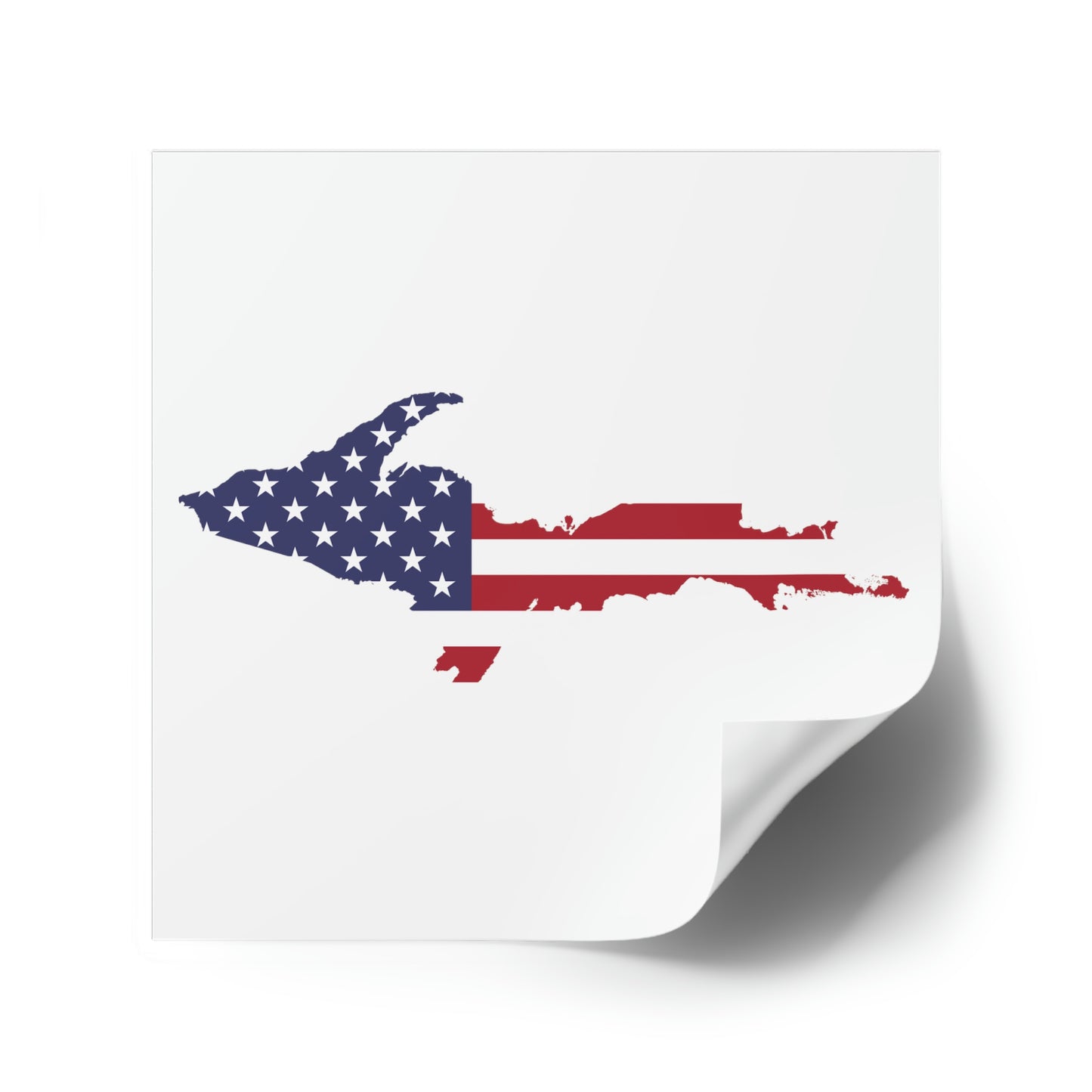 Michigan Upper Peninsula Square Sticker (w/ UP USA Flag Outline) | Indoor/Outdoor