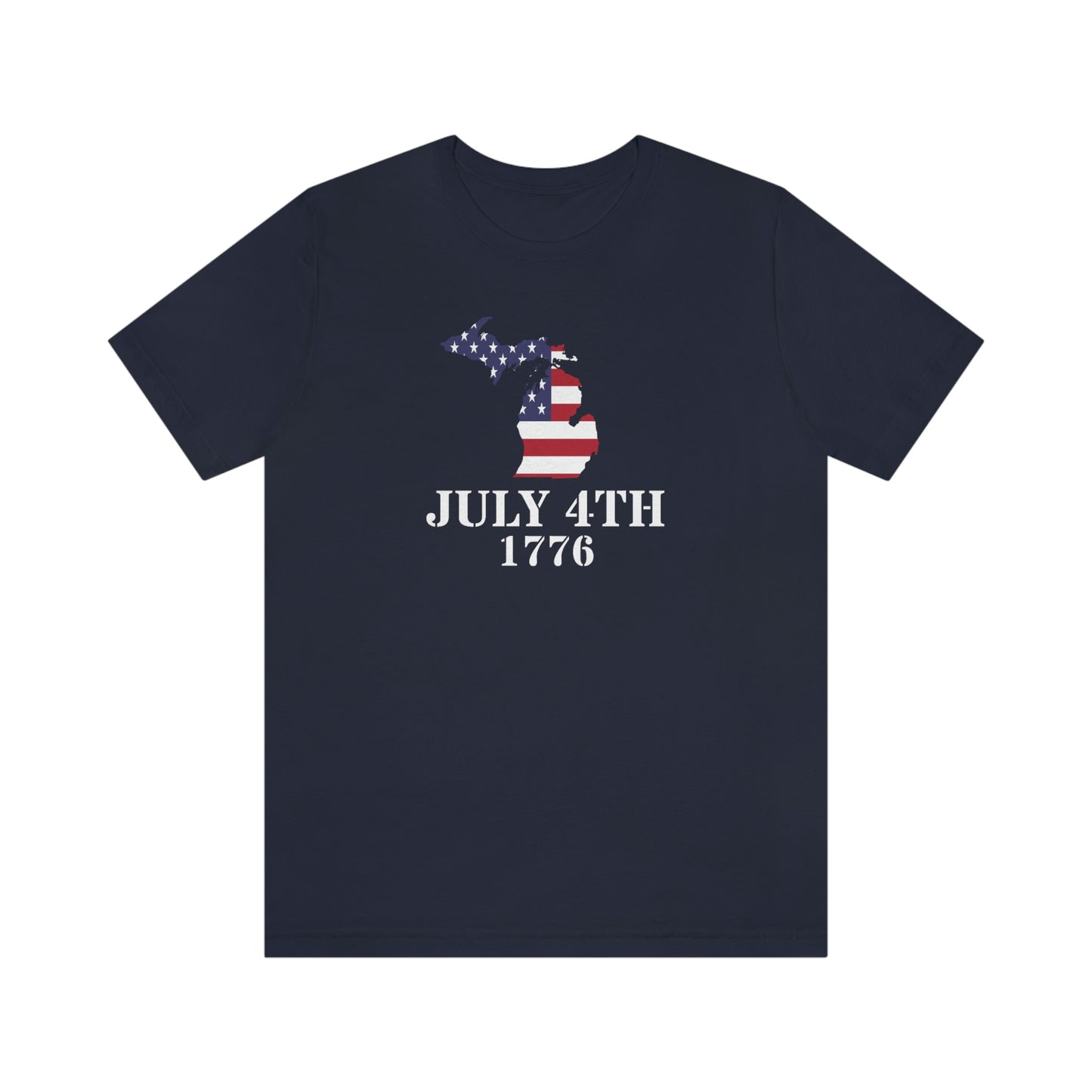 Michigan 'July 4th 1776' T-Shirt (Army Font w/ MI USA Outline) | Unisex Standard Fit