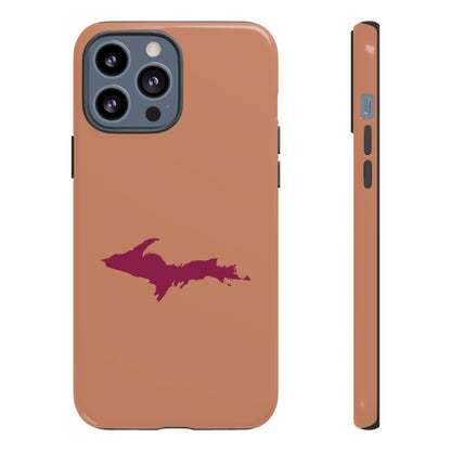 Michigan Upper Peninsula Tough Phone Case (Copper Color w/ Ruby UP Outline) | Apple iPhone