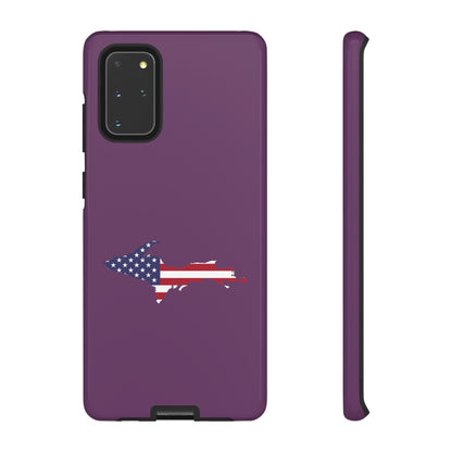 Michigan Upper Peninsula Tough Phone Case (Plum w/ UP USA Flag Outline) | Samsung & Pixel Android