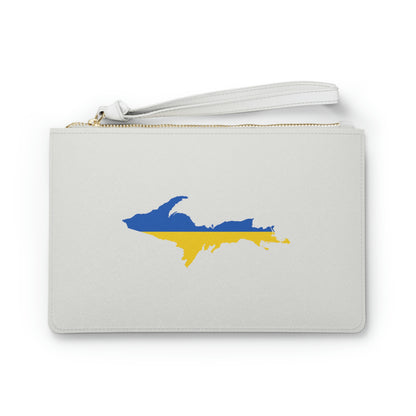 Michigan Upper Peninsula Clutch Bag (Birch Bark White w/ UP Ukraine Flag Outline)