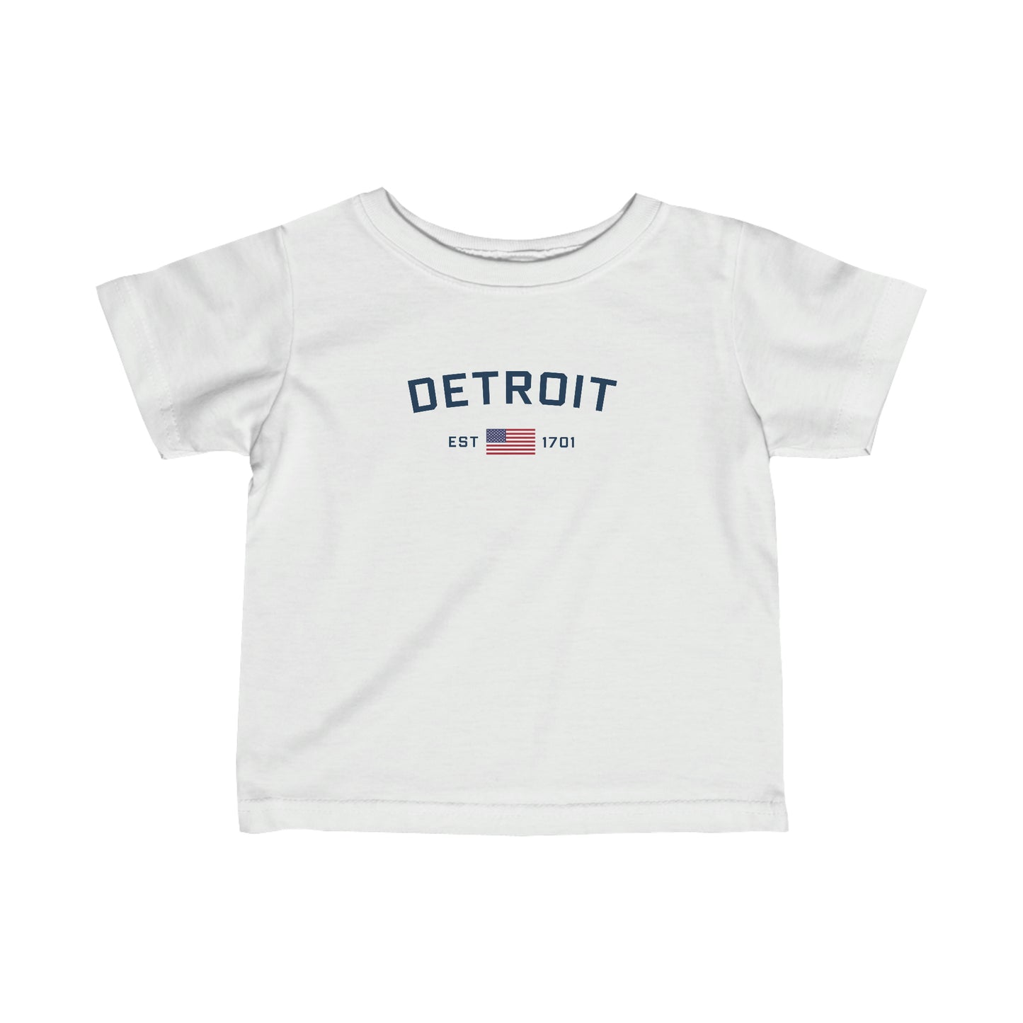 'Detroit EST 1701' T-Shirt (w/USA Flag Outline) |  Infant Short Sleeve