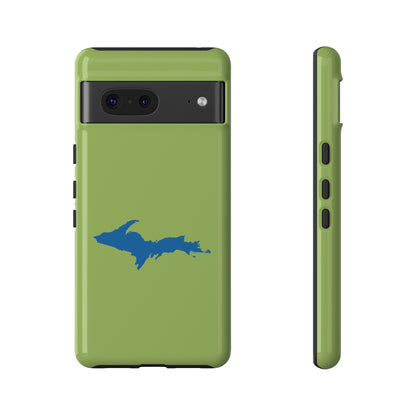 Michigan Upper Peninsula Tough Phone Case (Gooseberry Green w/ Azure UP Outline) | Samsung & Pixel Android