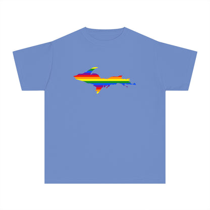 Michigan Upper Peninsula T-Shirt (w/ UP Pride Flag Outline) | Youth Garment-Dyed