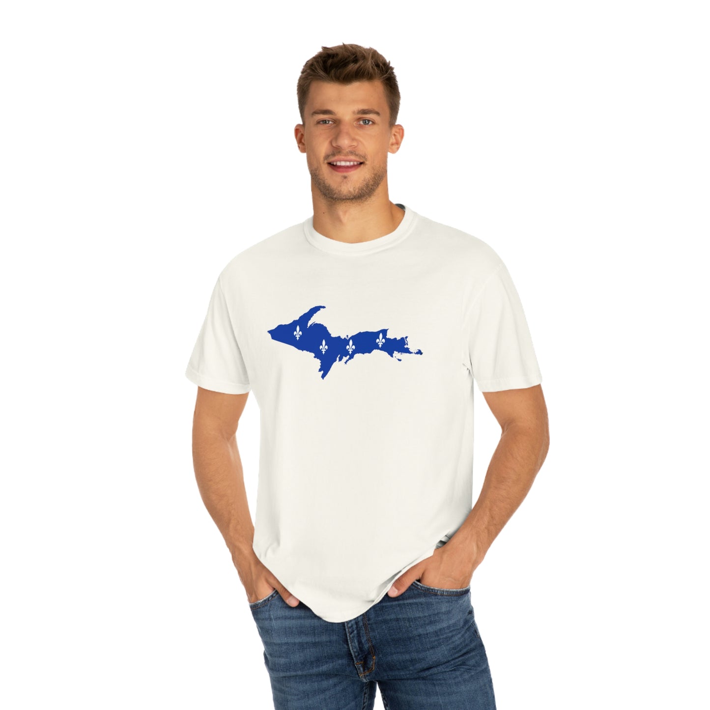 Michigan Upper Peninsula T-Shirt (w/ UP Quebec Flag Outline) | Unisex Garment-Dyed