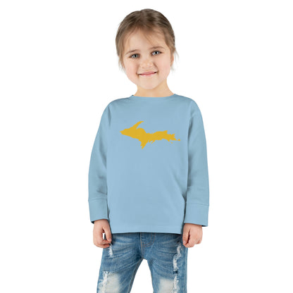 Michigan Upper Peninsula T-Shirt (w/ Gold UP Outline) | Toddler Long Sleeve