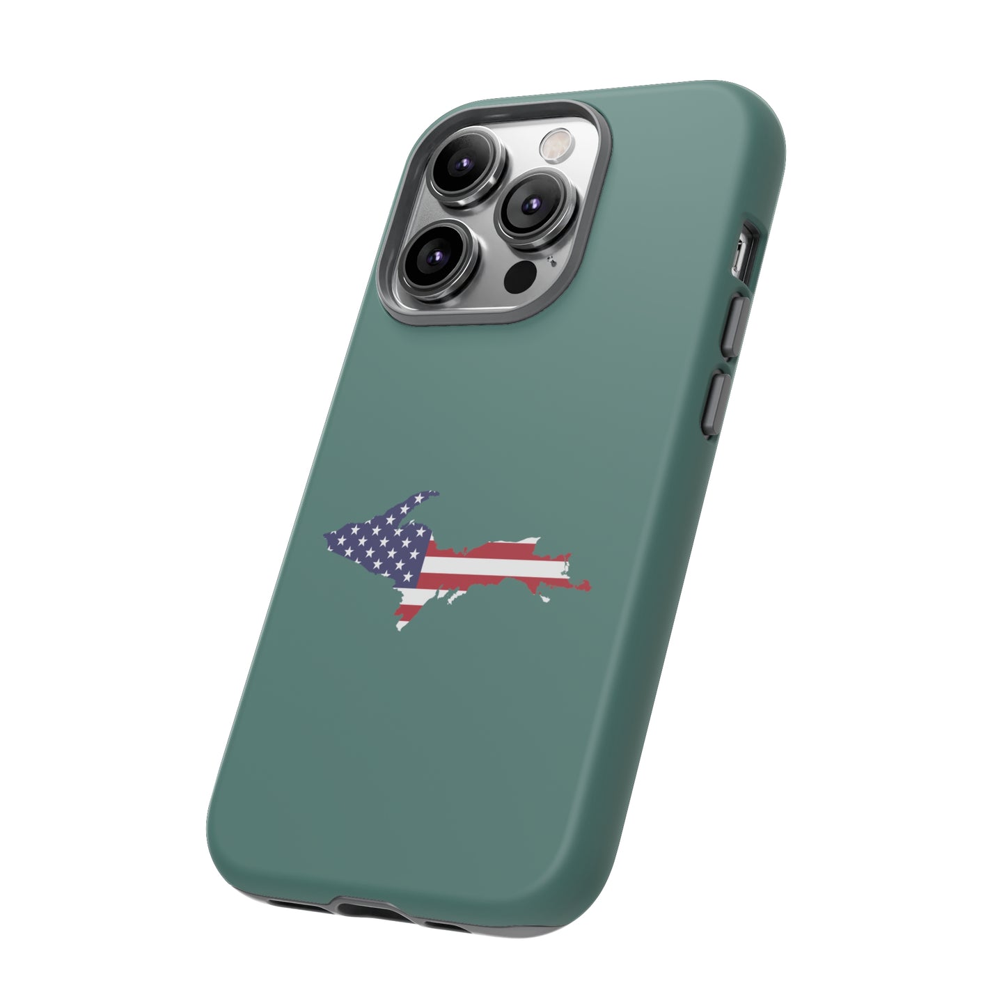 Michigan Upper Peninsula Tough Phone Case (Copper Green w/ UP USA Outline) | Apple iPhone