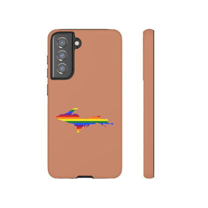 Michigan Upper Peninsula Tough Phone Case (Copper Color w/ UP Pride Flag Outline) | Samsung & Pixel Android