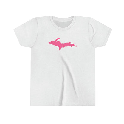 Michigan Upper Peninsula T-Shirt (w/ Pink UP Outline) | Youth Short Sleeve