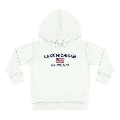 'Lake Michigan All-American' Hoodie (w/USA Flag Outline) | Unisex Toddler