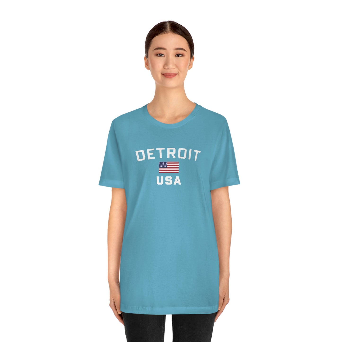 'Detroit USA' T-Shirt (w/ USA Flag Outline) | Unisex Standard Fit