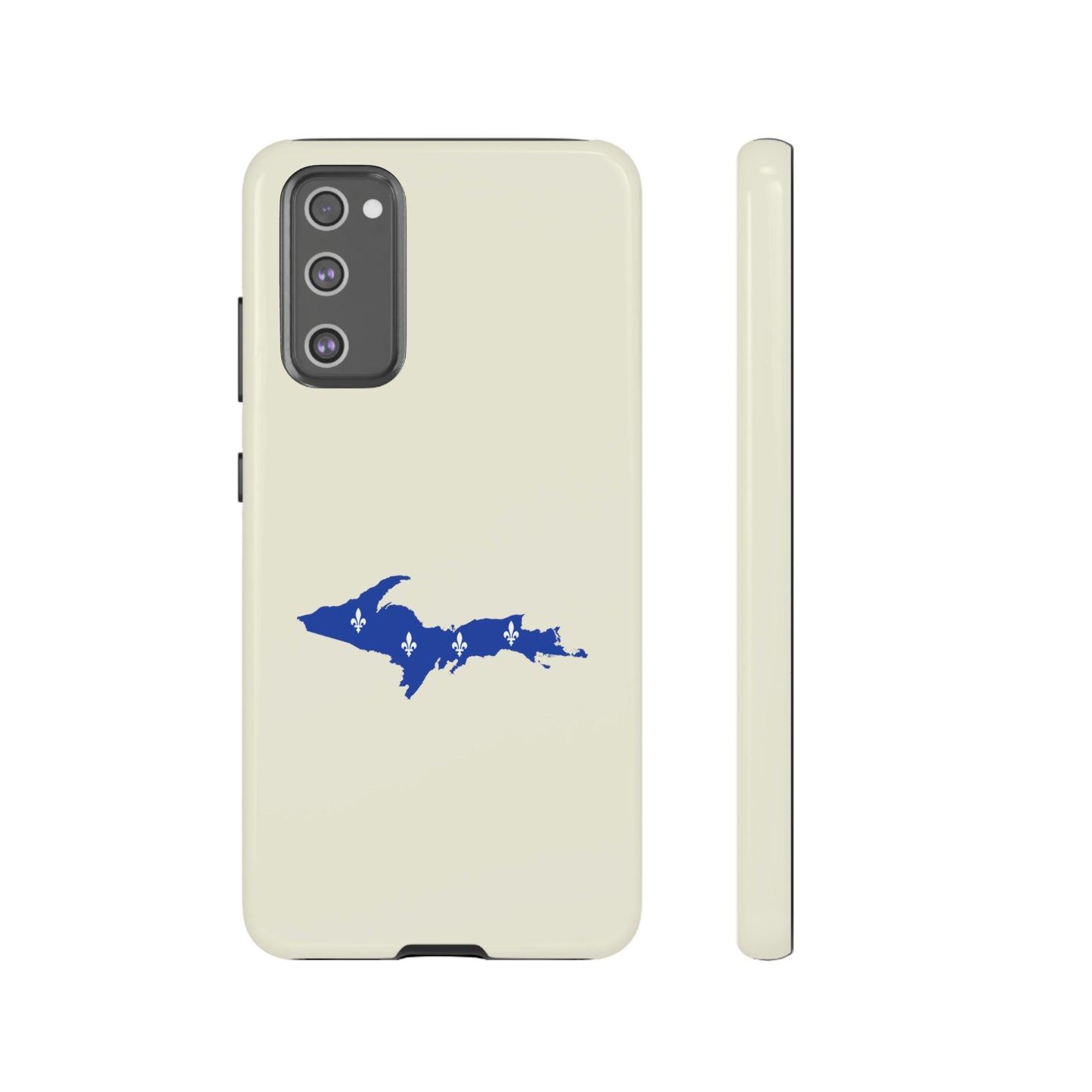 Michigan Upper Peninsula Tough Phone Case (Ivory Color w/ UP Quebec Flag Outline) | Samsung & Pixel Android