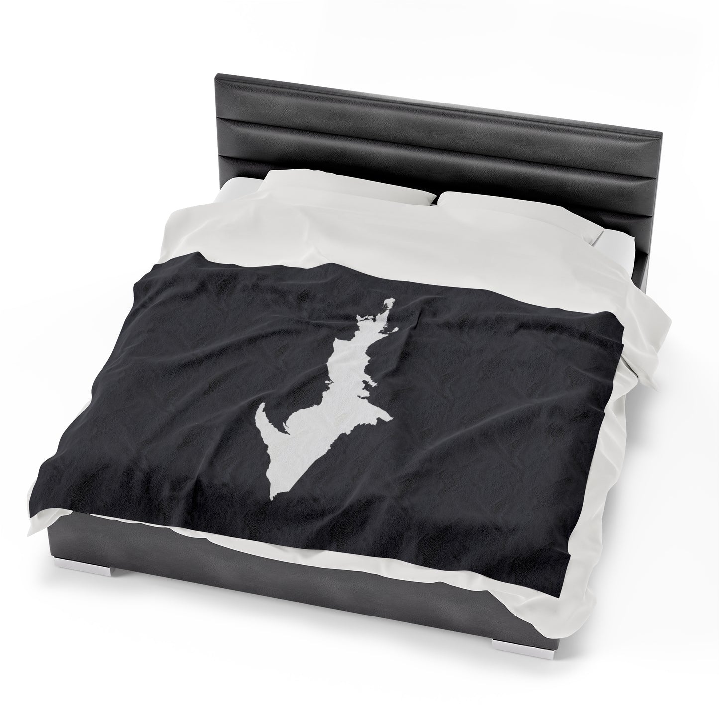 Michigan Upper Peninsula Plush Blanket (w/ UP Outline) | Iron Ore Grey