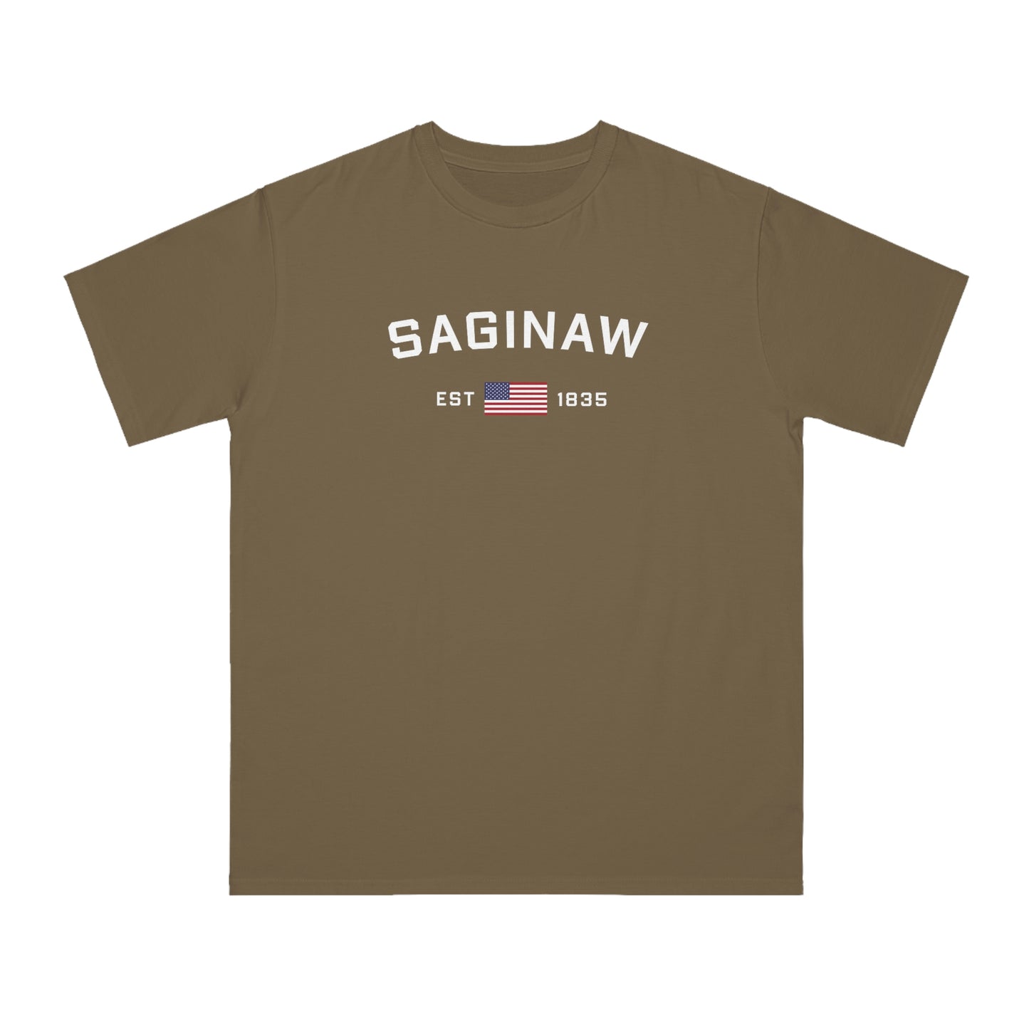 'Saginaw EST 1835' T-Shirt (w/ USA Flag | Organic Unisex