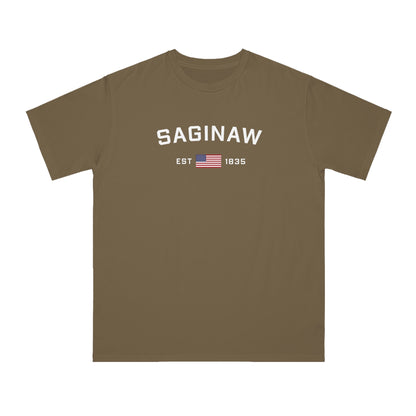 'Saginaw EST 1835' T-Shirt (w/ USA Flag | Organic Unisex