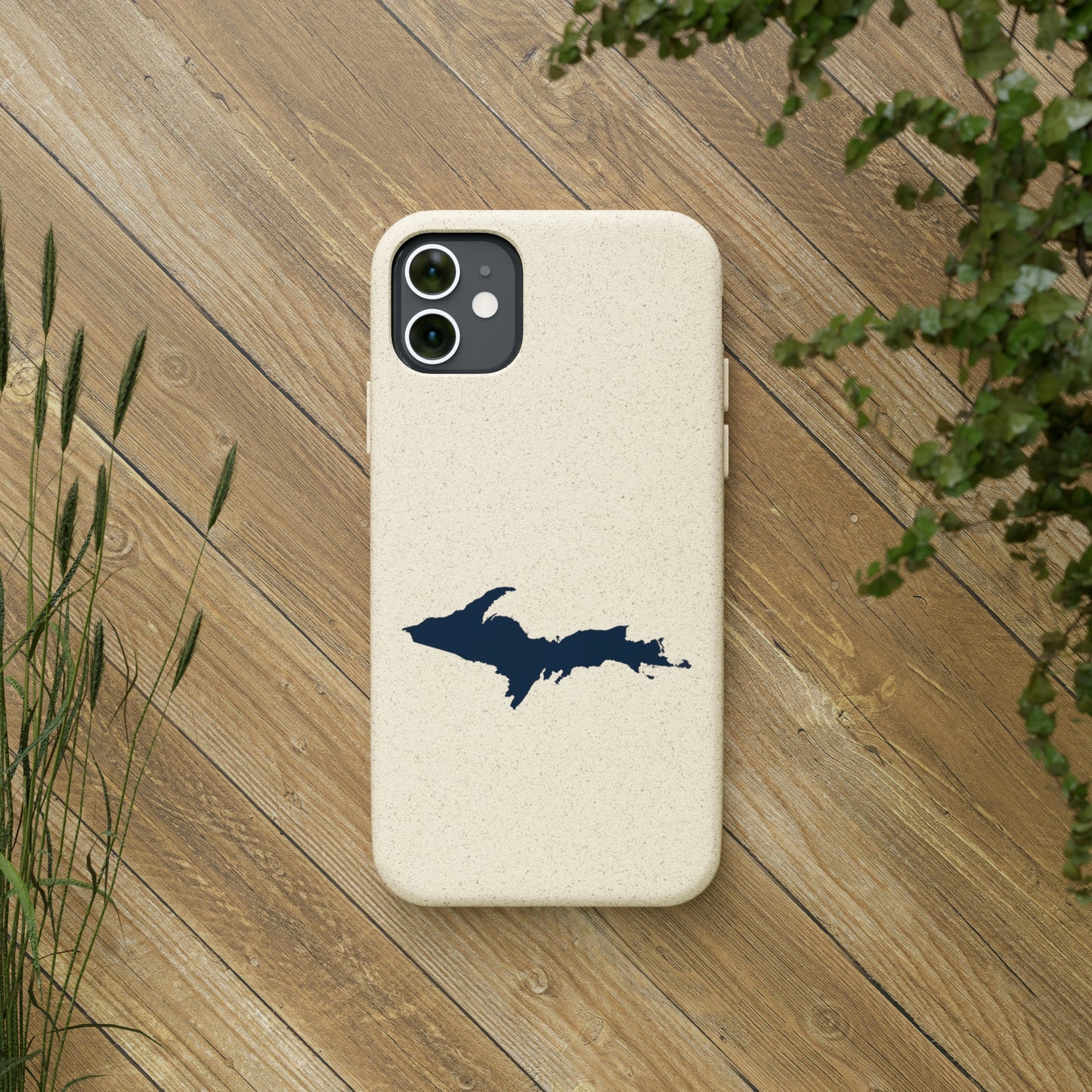 Michigan Upper Peninsula Biodegradable Phone Cases (w/ Navy UP Outline) | Apple iPhone