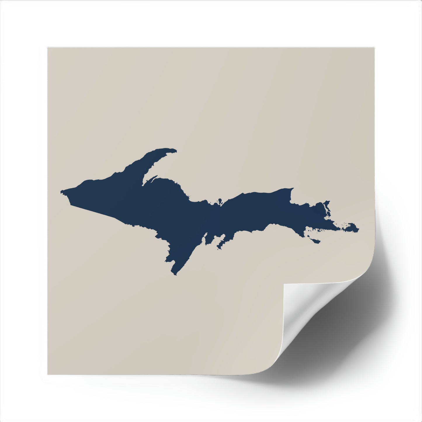 Michigan Upper Peninsula Square Sticker (Canvas Color w/ Navy UP Outline) | Indoor/Outdoor