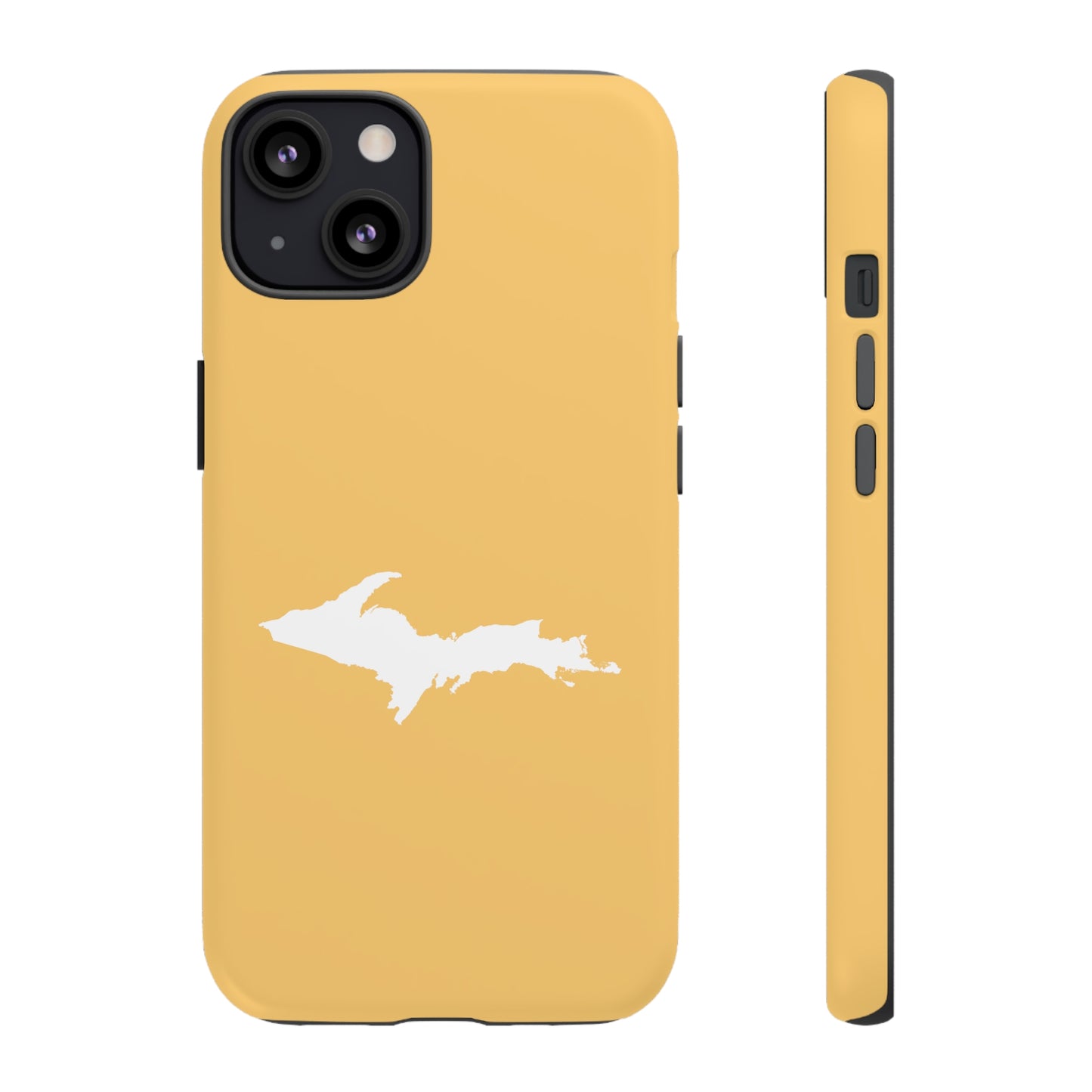 Michigan Upper Peninsula Tough Phone Case (Citrine Color w/ UP Outline) | Apple iPhone