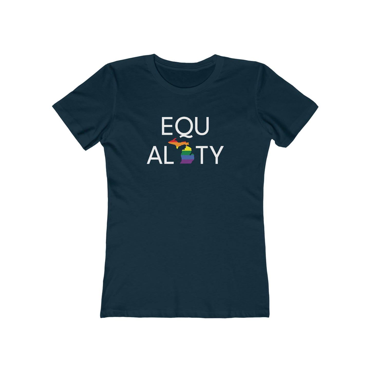 'Equality' T-Shirt (w/ LGBTQ Pride Colors) | Women's Boyfriend Cut