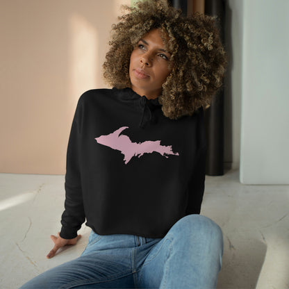 Michigan Upper Peninsula Cropped Hoodie (w/ Pink UP Outline)