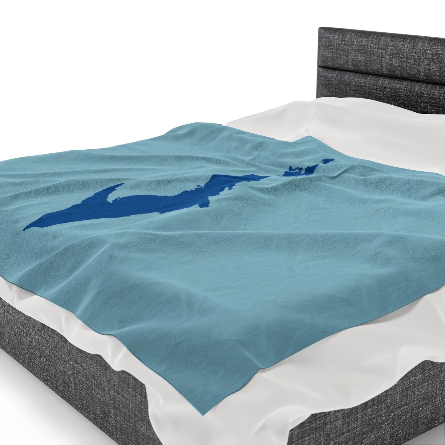 Michigan Upper Peninsula Plush Blanket (w/ Azure UP Outline) | '58 Caddie Blue