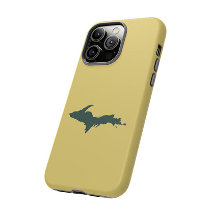 Michigan Upper Peninsula Tough Phone Case (Plum Yellow w/ Green UP Outline) | Apple iPhone