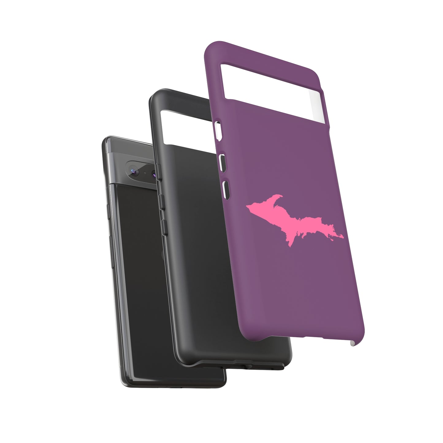 Michigan Upper Peninsula Tough Phone Case (Plum w/ Pink UP Outline) | Samsung & Pixel Android