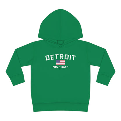 'Detroit Michigan' Hoodie (w/USA Flag Outline) | Unisex Toddler