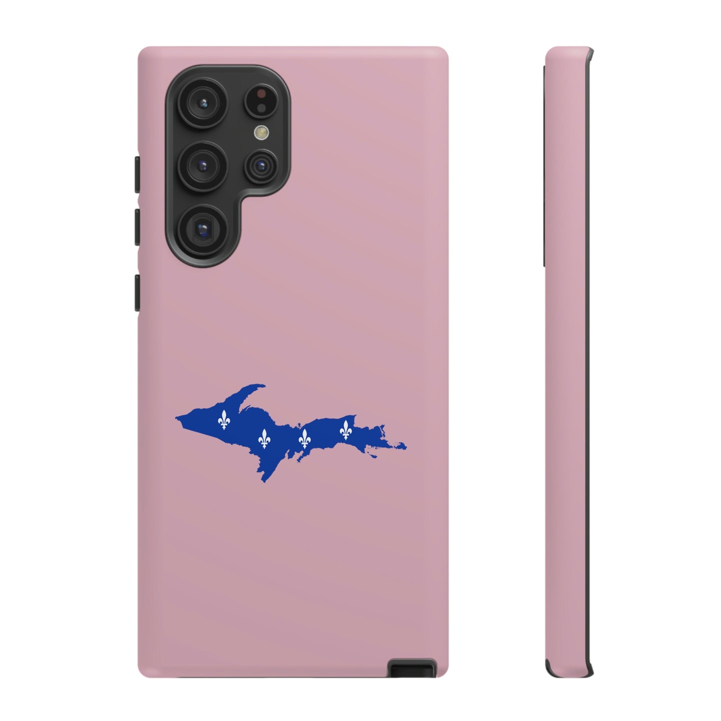 Michigan Upper Peninsula Tough Phone Case (Pink w/ UP Quebec Flag Outline) | Samsung & Pixel Android