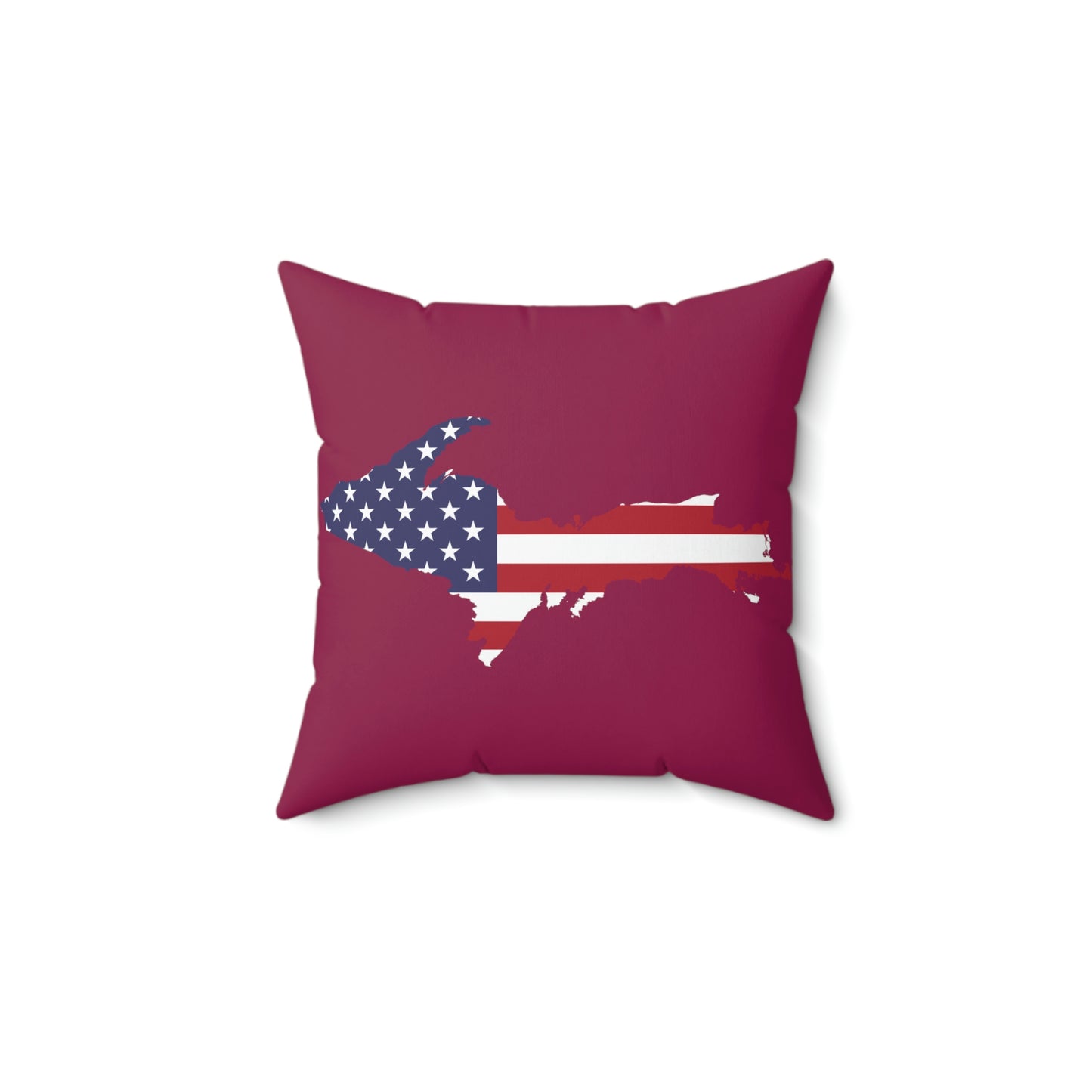 Michigan Upper Peninsula Accent Pillow (w/ UP USA Flag Outline) | Ruby Red