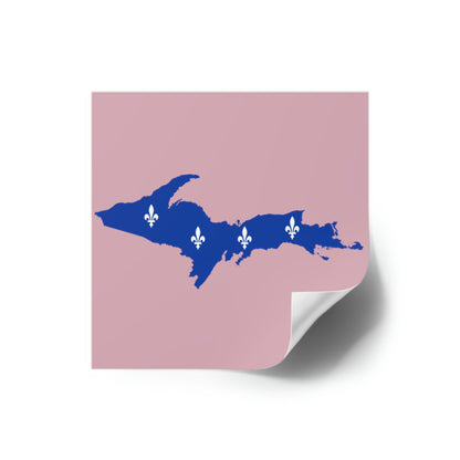 Michigan Upper Peninsula Square Sticker (Pink w/ UP Quebec Flag Outline) | Indoor/Outdoor