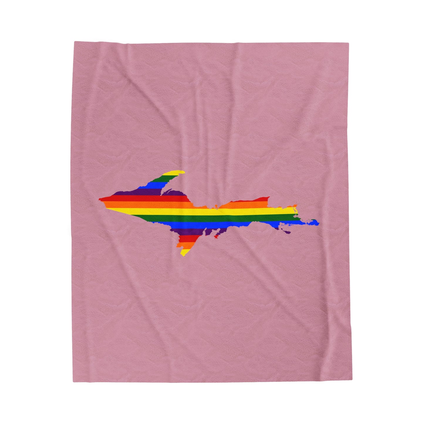 Michigan Upper Peninsula Plush Blanket (w/ UP Pride Flag Outline) | Pink