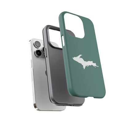 Michigan Upper Peninsula Tough Phone Case (Copper Green w/ UP Outline) | Apple iPhone