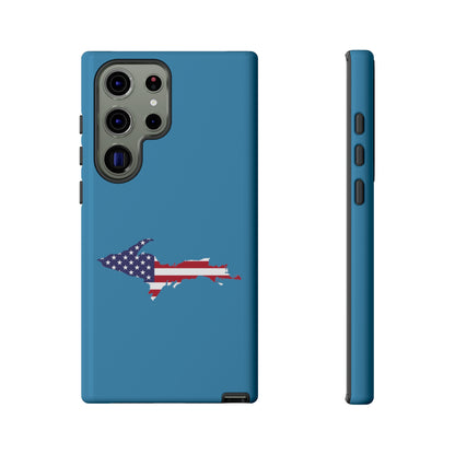 Michigan Upper Peninsula Tough Phone Case (Lake Michigan Blue w/ UP USA Flag Outline) | Samsung & Pixel Android