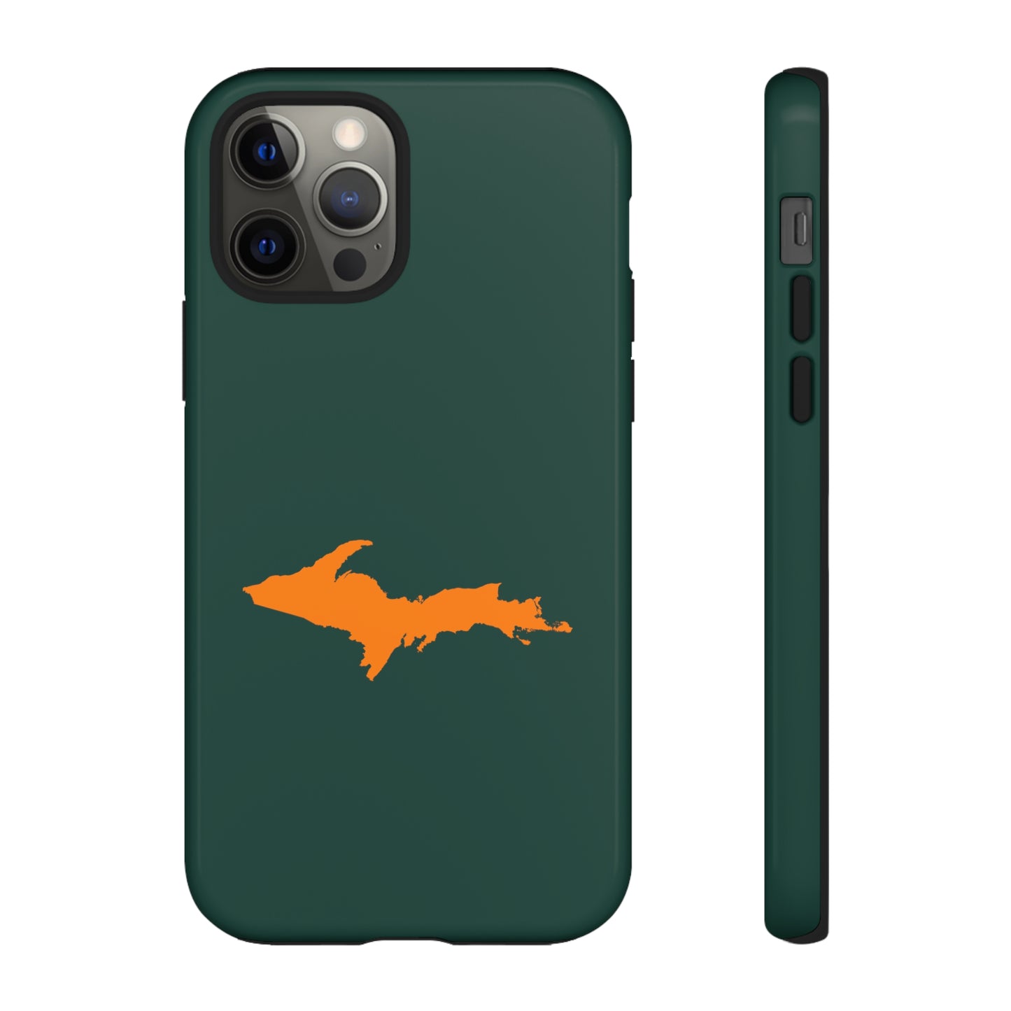 Michigan Upper Peninsula Tough Phone Case (Green w/ Orange UP Outline) | Apple iPhone