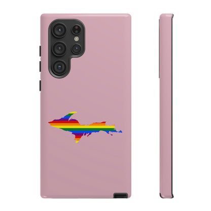 Michigan Upper Peninsula Tough Phone Case (Pink w/ UP Pride Flag Outline) | Samsung & Pixel Android