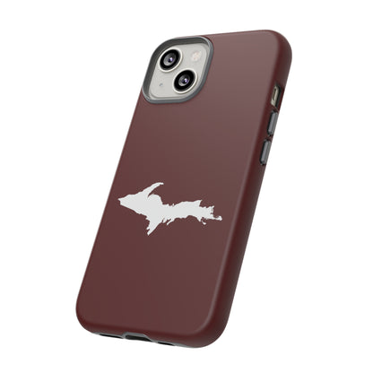 Michigan Upper Peninsula Tough Phone Case (Cherrywood Red w/ UP Outline) | Apple iPhone