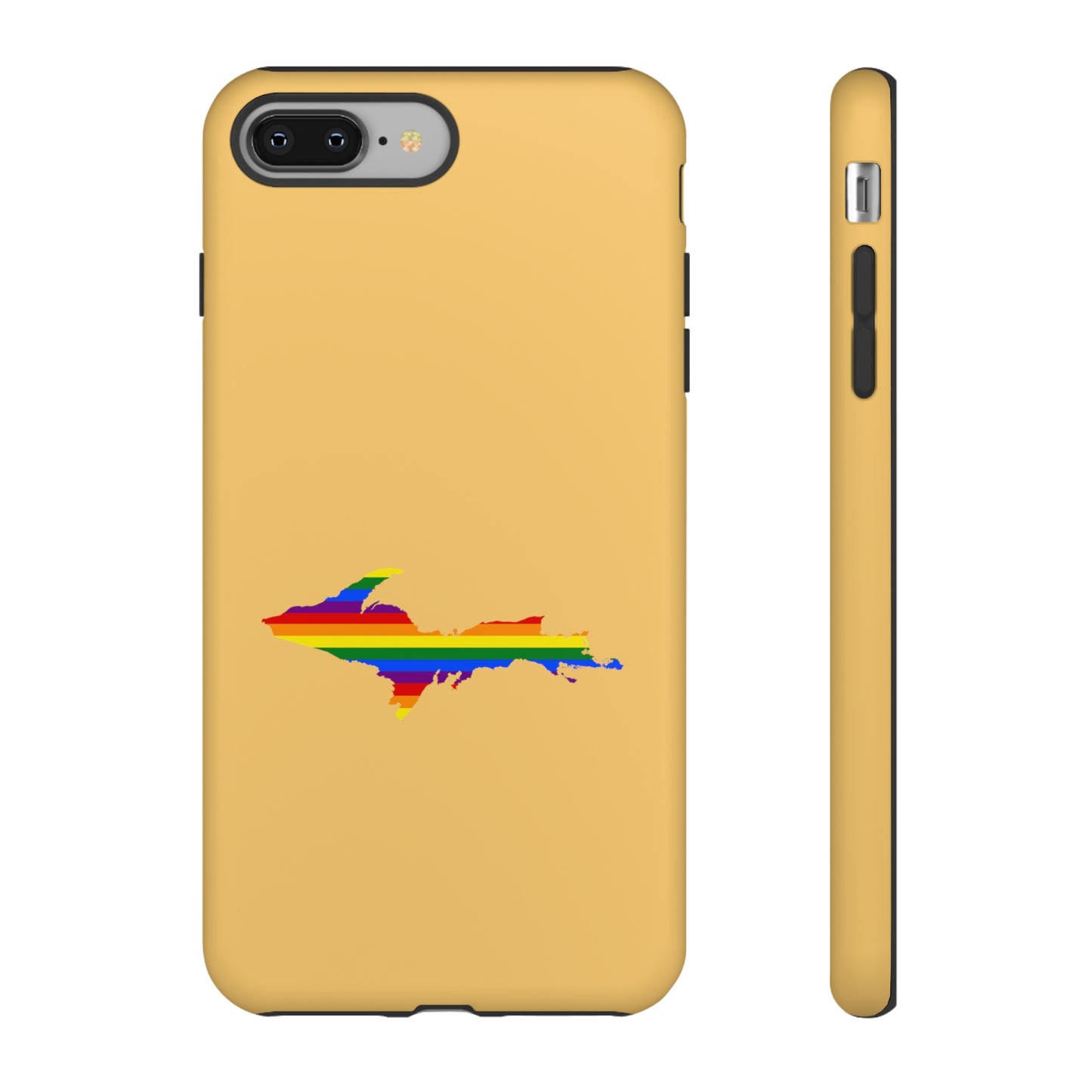 Michigan Upper Peninsula Tough Phone Case (Citrine w/ UP Pride Flag Outline) | Apple iPhone