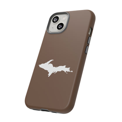 Michigan Upper Peninsula Tough Phone Case (Coffee Color w/ UP Outline) | Apple iPhone