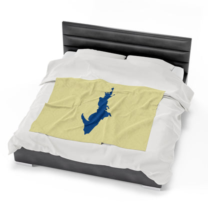 Michigan Upper Peninsula Plush Blanket (w/ Azure UP Outline) | Canary Yellow